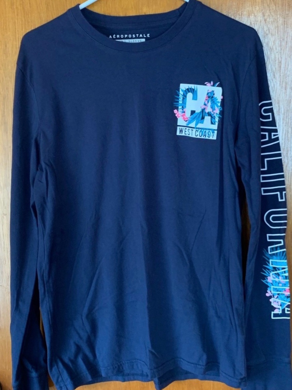 Aeropostale Navy Long-Sleeve West Coast Graphic Tee